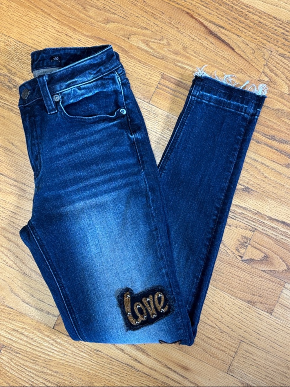 -Miss Me Skinny Ankle 9" High Rise Dark Wash Patchwork Star Love Y2K Jean W/26 - Picture 9 of 15